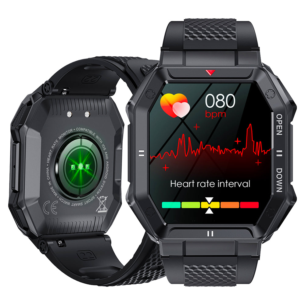 CanMixs K55 Militär-Smartwatch - für Herren, IOS / ANDROID - 1,85 Zoll, 2022, Bluetooth-Anruf, gesunder Monitor, wasserdichte Smartwatch
