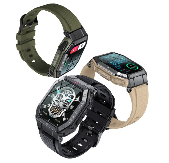CanMixs K55 Militär-Smartwatch - für Herren, IOS / ANDROID - 1,85 Zoll, 2022, Bluetooth-Anruf, gesunder Monitor, wasserdichte Smartwatch