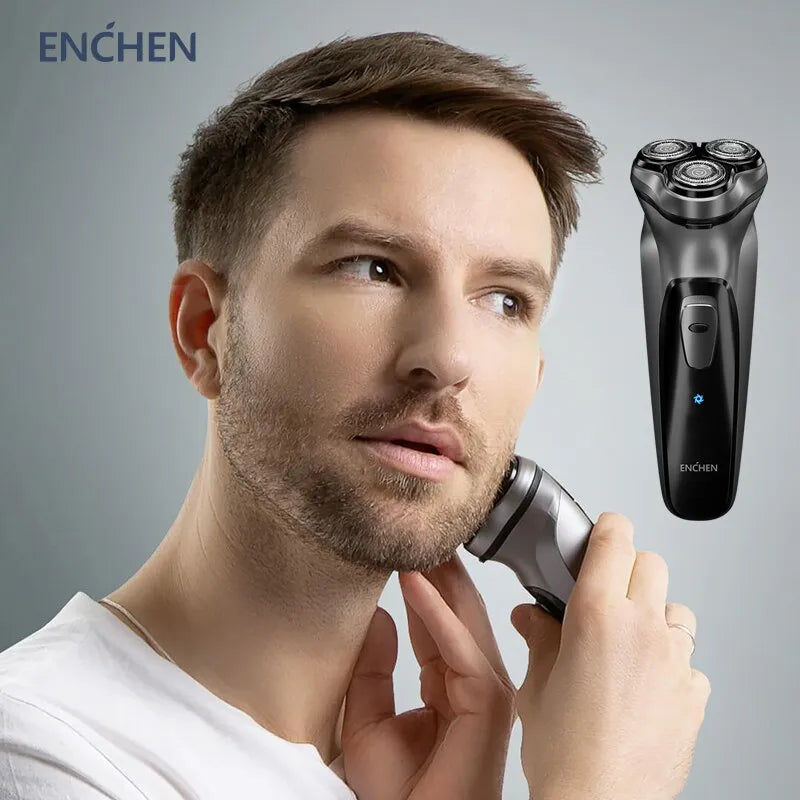 ENCHEN Blackstone Electrical Rotary Shaver for Men 3D Floating Blade Washable Type-C USB Rechargeable Shaving Beard Machine