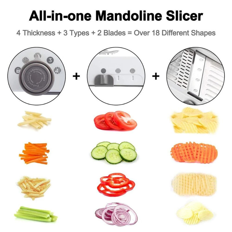 18 Types Adjustable Mandoline Slicer Stainless Steel Vegetable Julienner Grater Adjustable Thickness Food Cutter Slicer Dicer